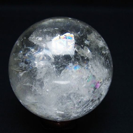 水晶 丸玉 虹入り 59mm スフィア 置物 水晶玉 一点物 151-8740