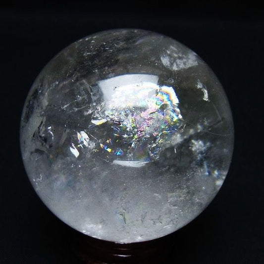 水晶 丸玉 虹入り 61mm スフィア 置物 水晶玉 一点物 151-8743
