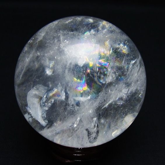 水晶 丸玉 虹入り 63mm スフィア 置物 水晶玉 一点物 151-8745