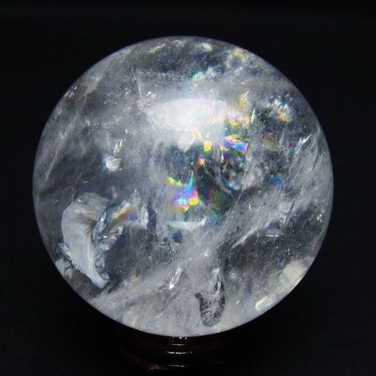 水晶 丸玉 虹入り 63mm スフィア 置物 水晶玉 一点物 151-8745