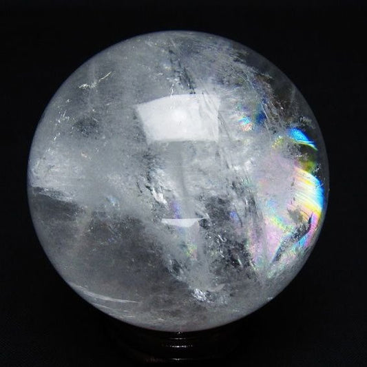 水晶 丸玉 虹入り 63mm スフィア 置物 水晶玉 一点物 151-8746