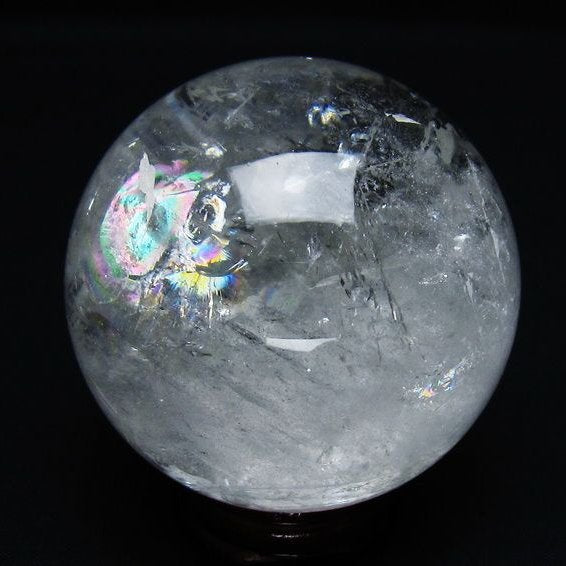 水晶 丸玉 虹入り 64mm スフィア 置物 水晶玉 一点物 151-8748