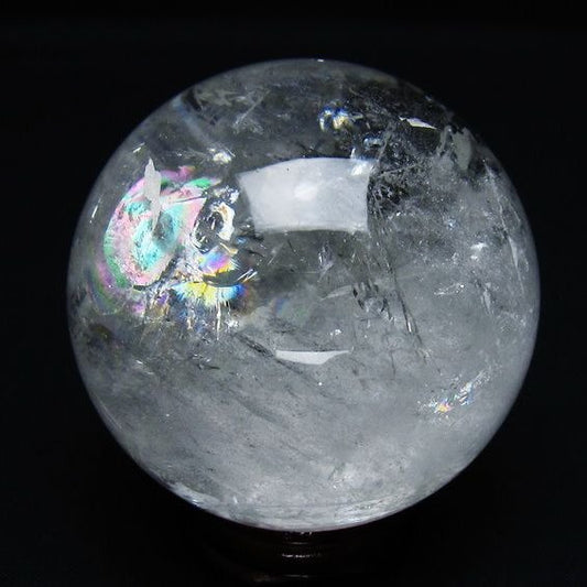 水晶 丸玉 虹入り 64mm スフィア 置物 水晶玉 一点物 151-8748