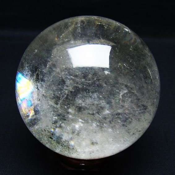 水晶 丸玉 虹入り 78mm スフィア 置物 水晶玉 一点物 151-8750