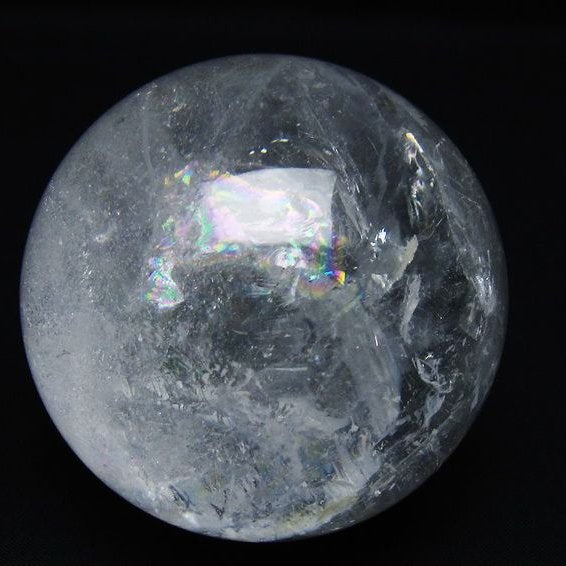 水晶 丸玉 虹入り 75mm スフィア 置物 水晶玉 一点物 151-8752