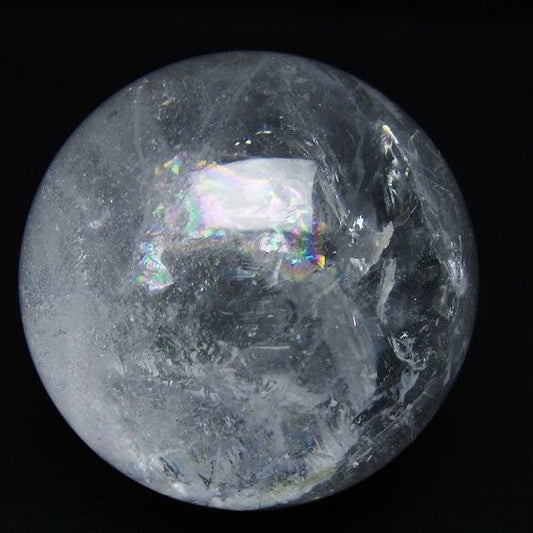 水晶 丸玉 虹入り 75mm スフィア 置物 水晶玉 一点物 151-8752
