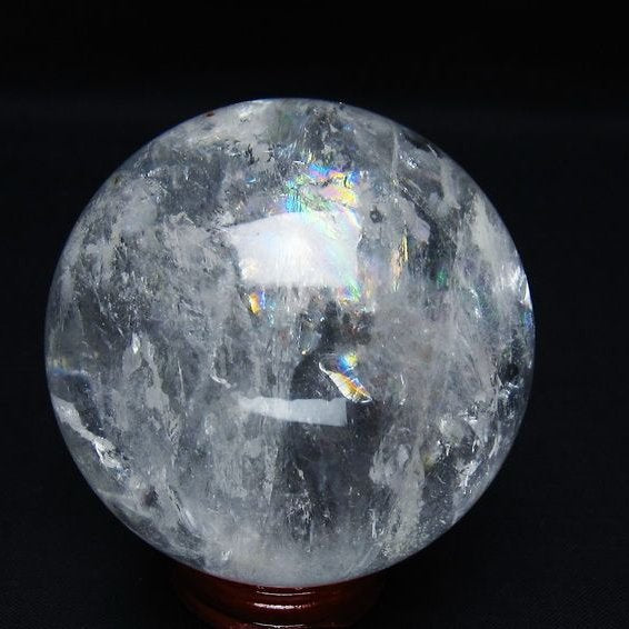 水晶 丸玉 虹入り 67mm スフィア 置物 水晶玉 一点物 151-8757