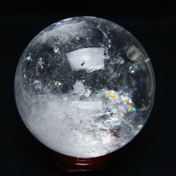 水晶 丸玉 虹入り 65mm スフィア 置物 水晶玉 一点物 151-8759