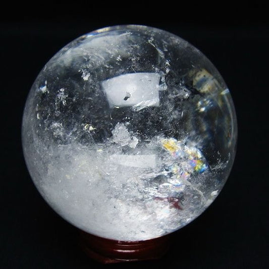 水晶 丸玉 虹入り 65mm スフィア 置物 水晶玉 一点物 151-8759