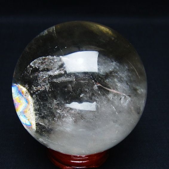 水晶 丸玉 虹入り 64mm スフィア 置物 水晶玉 一点物 151-8760