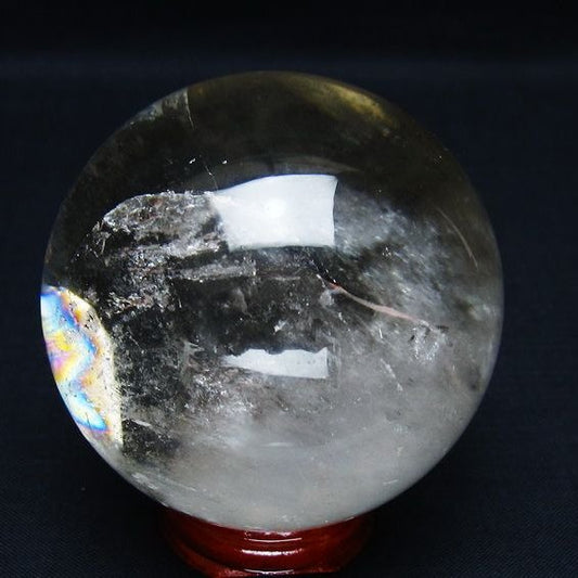 水晶 丸玉 虹入り 64mm スフィア 置物 水晶玉 一点物 151-8760