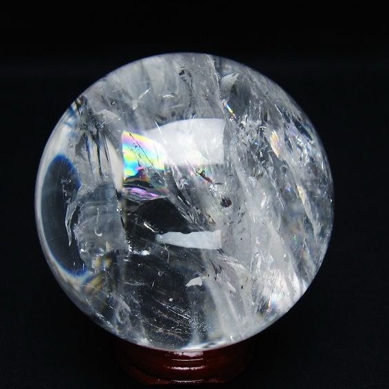 水晶 丸玉 虹入り 64mm スフィア 置物 水晶玉 一点物 151-8761