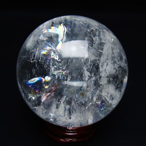 水晶 丸玉 虹入り 62mm スフィア 置物 水晶玉 一点物 151-8765