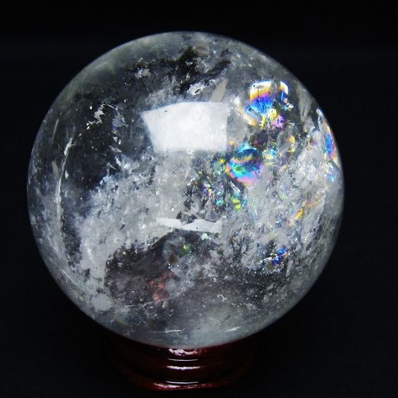 水晶 丸玉 虹入り 62mm スフィア 置物 水晶玉 一点物 151-8766
