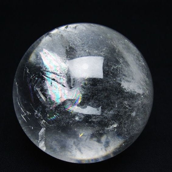 水晶 丸玉 虹入り 60mm スフィア 置物 水晶玉 一点物 151-8767