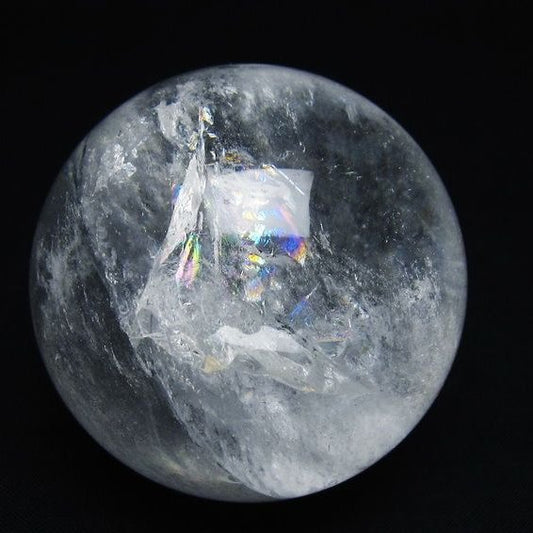 水晶 丸玉 虹入り 60mm スフィア 置物 水晶玉 一点物 151-8768