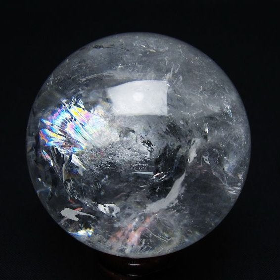 水晶 丸玉 虹入り 56mm スフィア 置物 水晶玉 一点物 151-8774