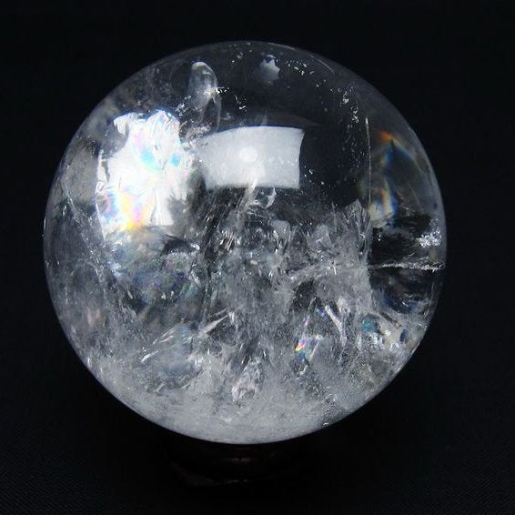 水晶 丸玉 虹入り 55mm スフィア 置物 水晶玉 一点物 151-8775