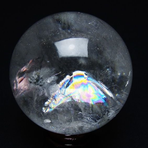 水晶 丸玉 虹入り 54mm スフィア 置物 水晶玉 一点物 151-8776