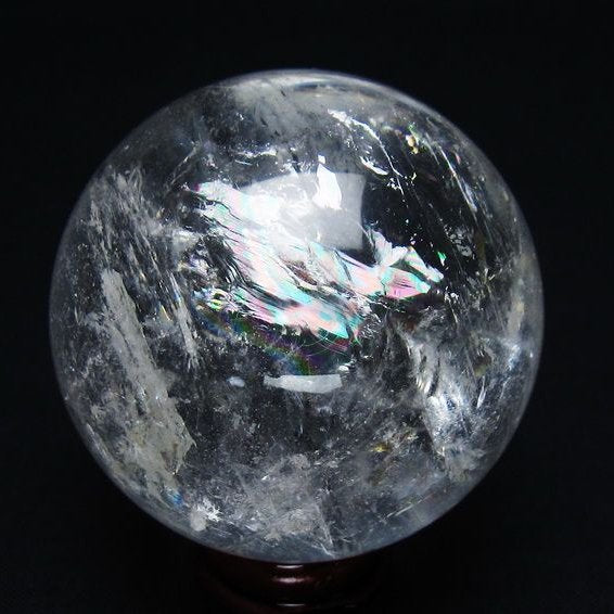 水晶 丸玉 虹入り 54mm スフィア 置物 水晶玉 一点物 151-8777