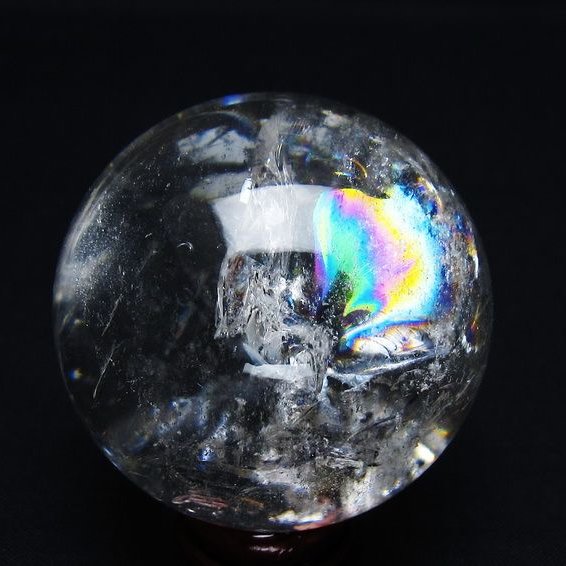 水晶 丸玉 虹入り 53mm スフィア 置物 水晶玉 一点物 151-8782