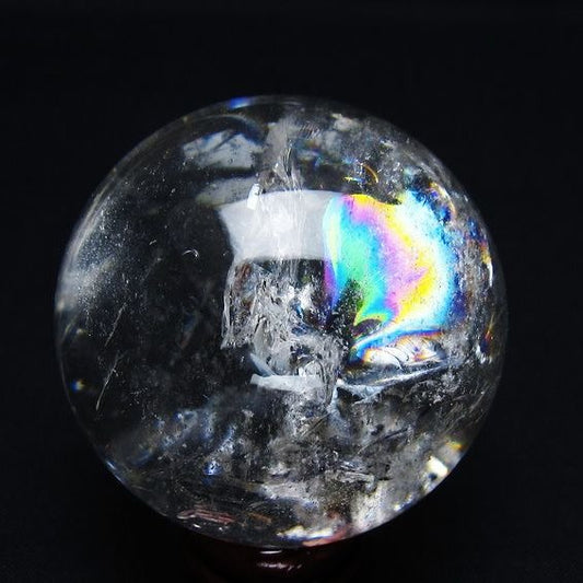 水晶 丸玉 虹入り 53mm スフィア 置物 水晶玉 一点物 151-8782
