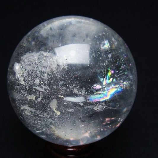 水晶 丸玉 虹入り 54mm スフィア 置物 水晶玉 一点物 151-8783
