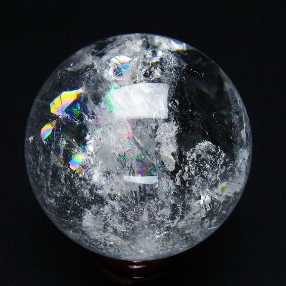 水晶 丸玉 虹入り 56mm スフィア 置物 水晶玉 一点物 151-8786