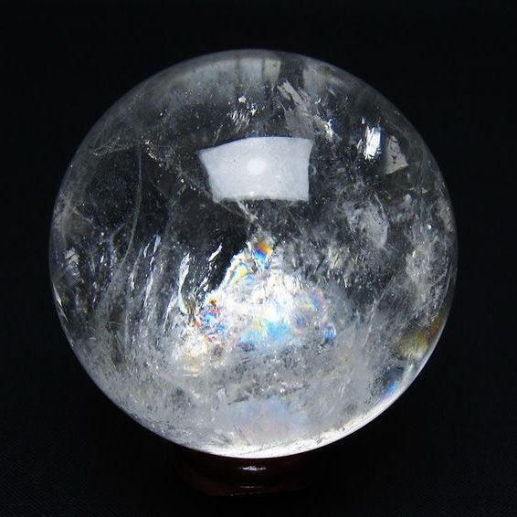 水晶 丸玉 虹入り 56mm スフィア 置物 水晶玉 一点物 151-8790