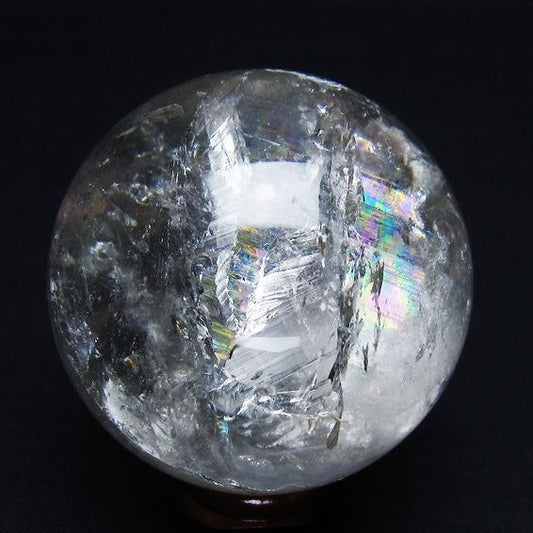 水晶 丸玉 虹入り 56mm スフィア 置物 水晶玉 一点物 151-8794