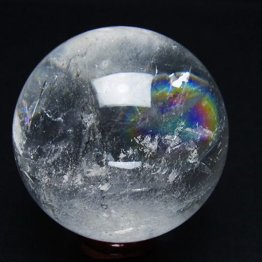 水晶 丸玉 虹入り 59mm スフィア 置物 水晶玉 一点物 151-8799