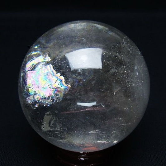 水晶 丸玉 虹入り 64mm スフィア 置物 水晶玉 一点物 151-8804