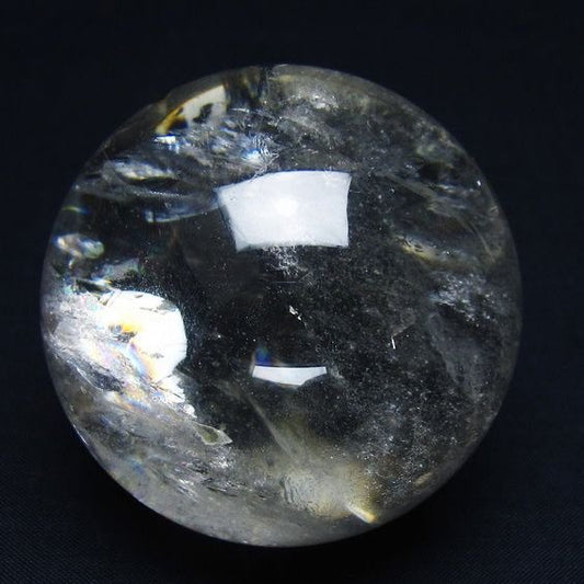 水晶 丸玉 虹入り 64mm スフィア 置物 水晶玉 一点物 151-8807