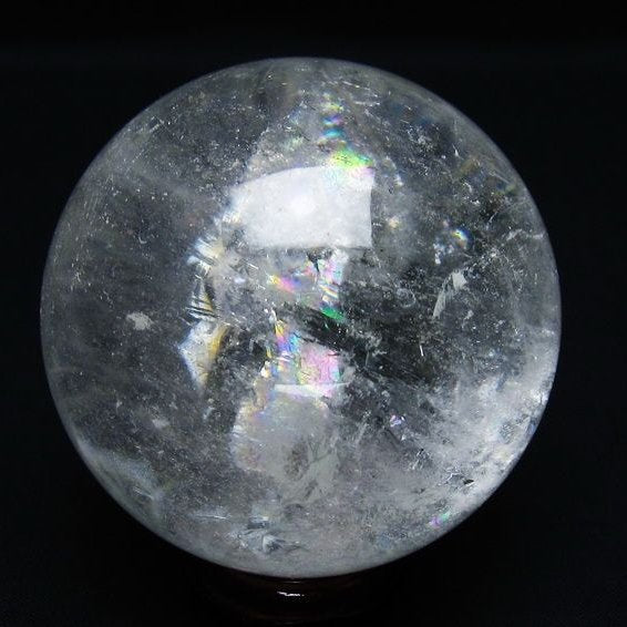 水晶 丸玉 虹入り 71mm スフィア 置物 水晶玉 一点物 151-8808