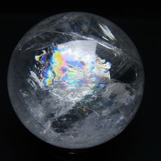 水晶 丸玉 虹入り 74mm スフィア 置物 水晶玉 一点物 151-8809