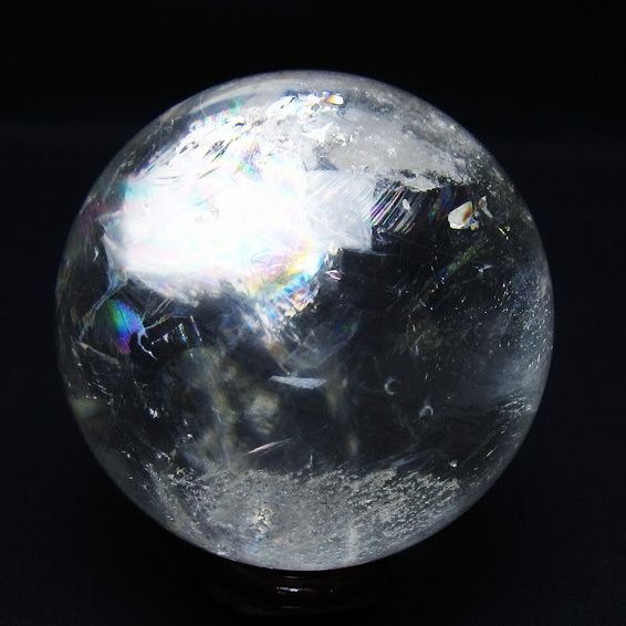 水晶 丸玉 虹入り 76mm スフィア 置物 水晶玉 一点物 151-8811