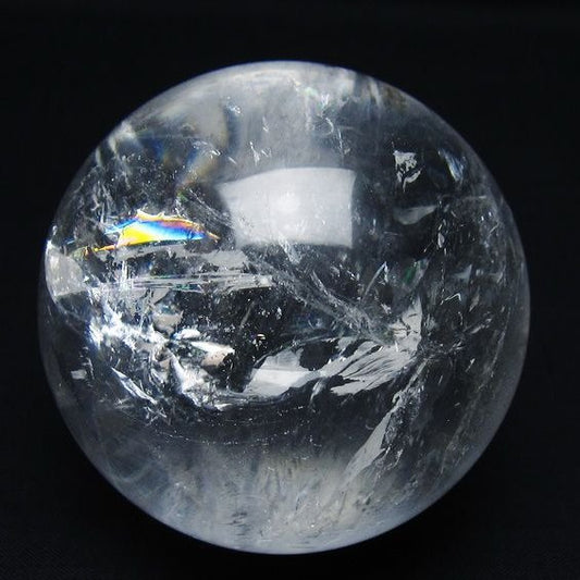 水晶 丸玉 虹入り 70mm スフィア 置物 水晶玉 一点物 151-8812
