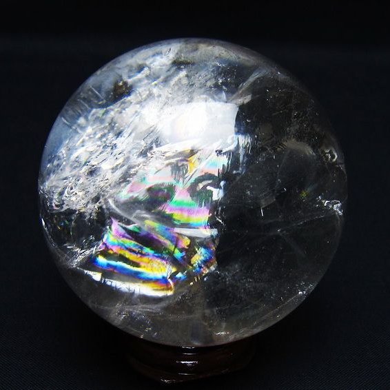水晶 丸玉 虹入り 67mm スフィア 置物 水晶玉 一点物 151-8814