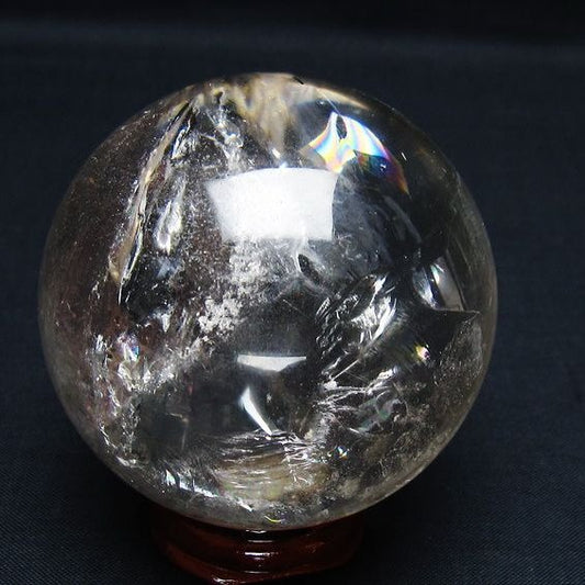 水晶 丸玉 虹入り 64mm スフィア 置物 水晶玉 一点物 151-8818