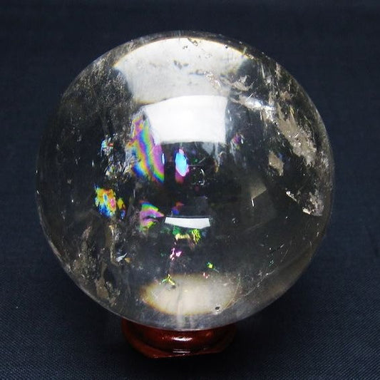 水晶 丸玉 虹入り 58mm スフィア 置物 水晶玉 一点物 151-8828