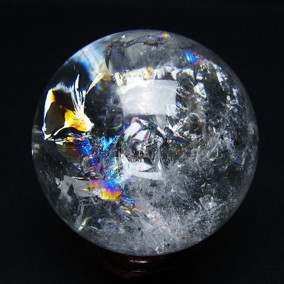 水晶 丸玉 虹入り 57mm スフィア 置物 水晶玉 一点物 151-8829