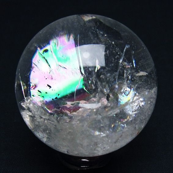 水晶 丸玉 虹入り 57mm スフィア 置物 水晶玉 一点物 151-8830