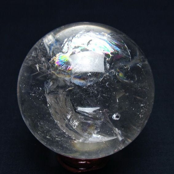 水晶 丸玉 虹入り 57mm スフィア 置物 水晶玉 一点物 151-8834