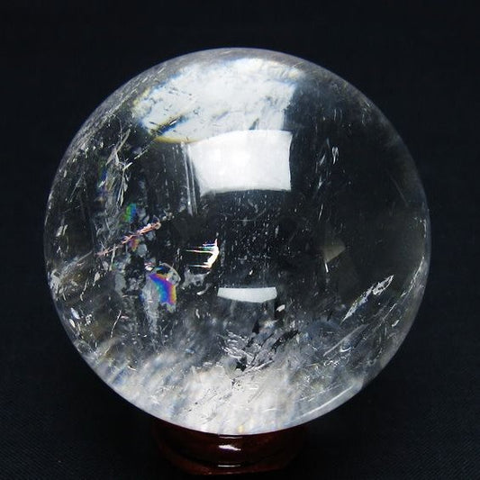 水晶 丸玉 虹入り 54mm スフィア 置物 水晶玉 一点物 151-8838