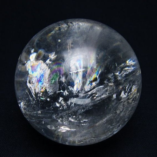 水晶 丸玉 虹入り 53mm スフィア 置物 水晶玉 一点物 151-8840