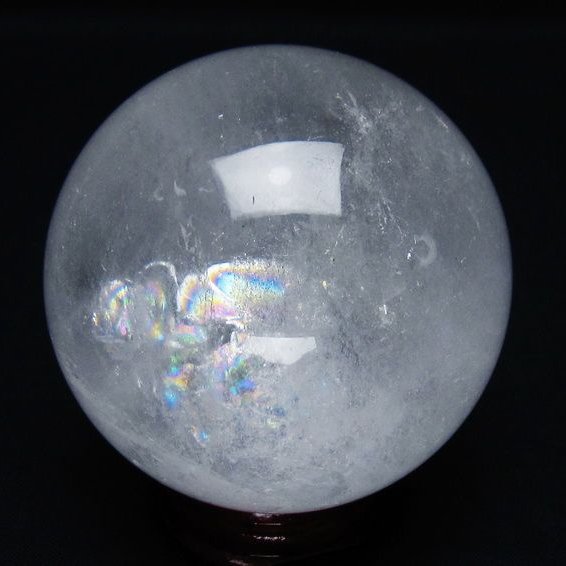 水晶 丸玉 虹入り 64mm スフィア 置物 水晶玉 一点物 151-8874