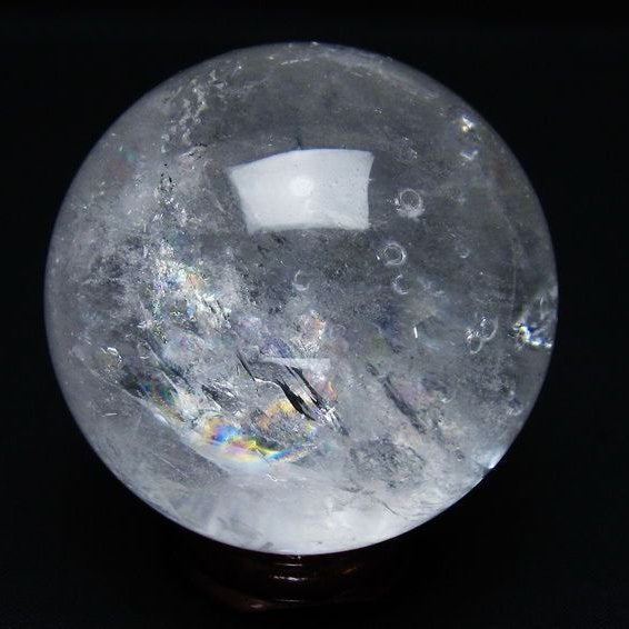 水晶 丸玉 虹入り 64mm スフィア 置物 水晶玉 一点物 151-8933