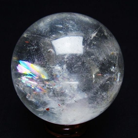 水晶 丸玉 虹入り 53mm スフィア 置物 水晶玉 一点物 151-8954