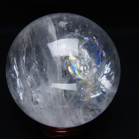 水晶 丸玉 虹入り 73mm スフィア 置物 水晶玉 一点物 151-8984