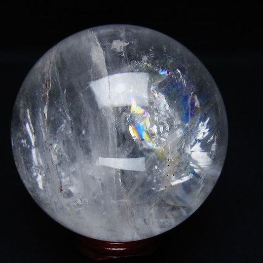 水晶 丸玉 虹入り 73mm スフィア 置物 水晶玉 一点物 151-8984